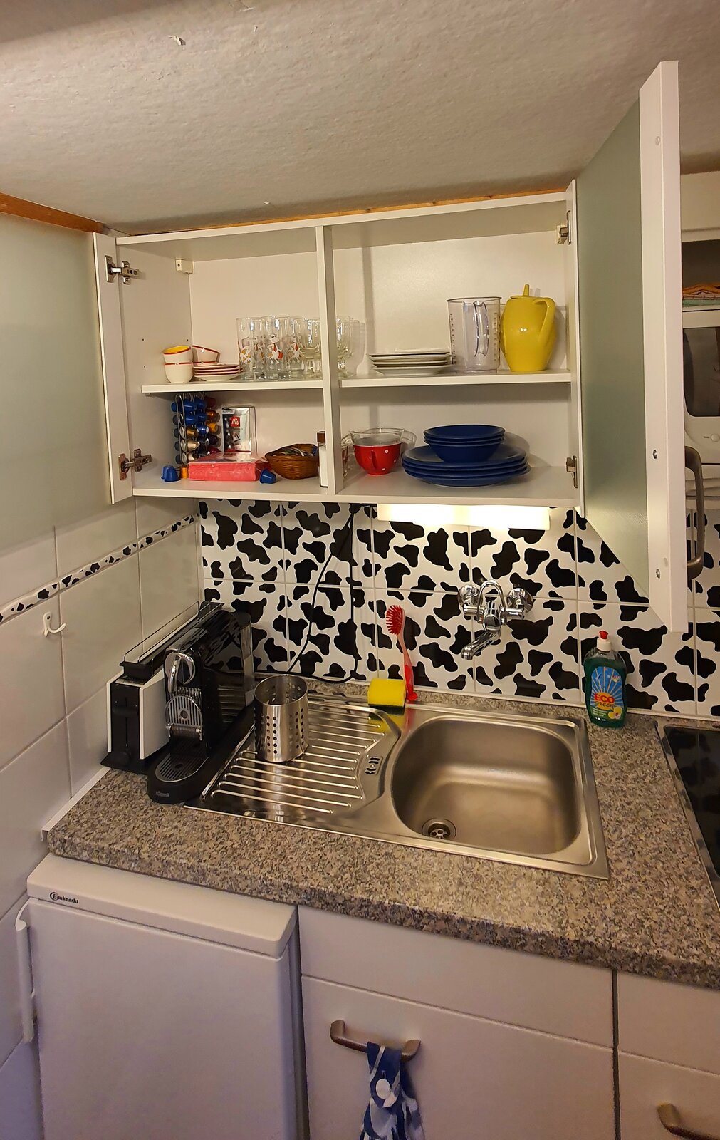 Kitchen view with cupboard and sink